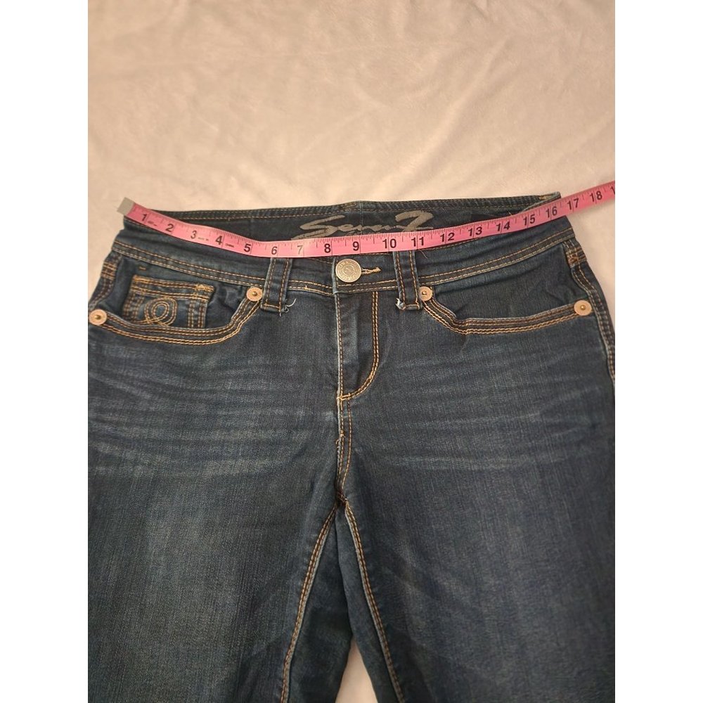 Seven7 Women's Dark Wash Mid Rise Cotton-Blend Skinny Jeans Size 10 - Picture 11 of 14